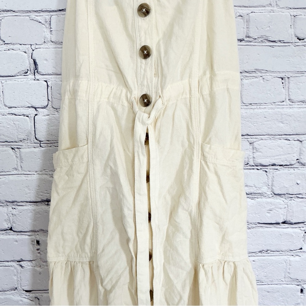 New Free People Catch the Breeze Dress Midi Ivory Linen Size XS - Picture 5 of 11